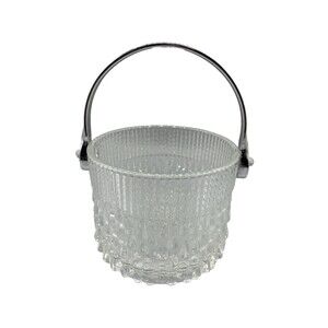 Vintage Mid Century Barware Teleflora‎ Knobs Glass Ice Bucket made in France